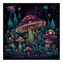 Psychedelic Mushroom Glow in Dark