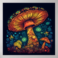 Psychedelic Mushroom Glow in Dark
