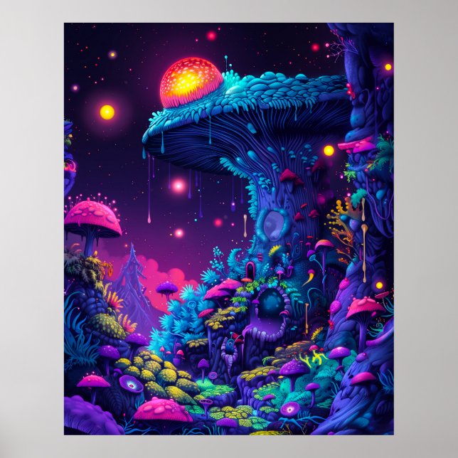 Psychedelic Mushroom House Poster (Front)
