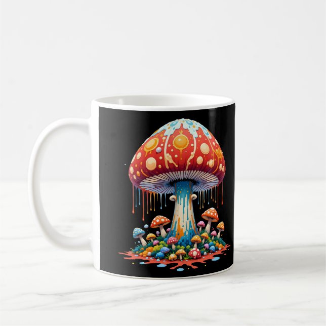 Psychedelic Mushroom Illustration Coffee Mug (Left)