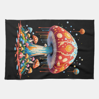 Psychedelic Mushroom Illustration Kitchen Towel