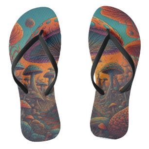 Psychedelic Mushroom Landscape  Flip Flops