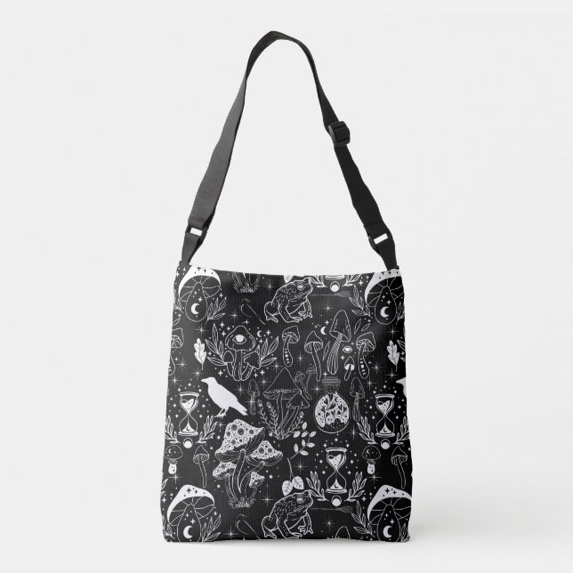 Psychedelic Mushroom Pattern 2D.BW.b Crossbody Bag (Back)