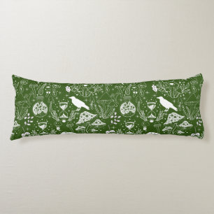 Psychedelic Mushroom Pattern 2D.BW.b D Green BG Body Pillow