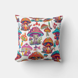 Psychedelic Mushroom Pattern 3D Throw Pillow