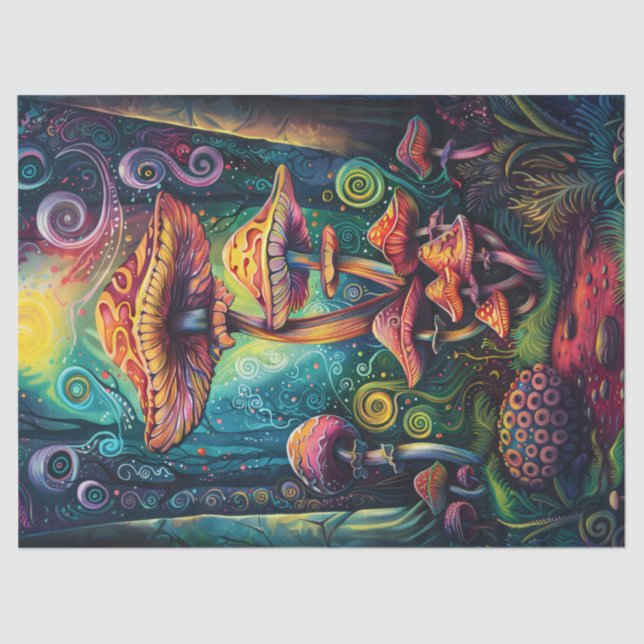 Psychedelic Mushrooms Decoupage Tissue Paper (Front)