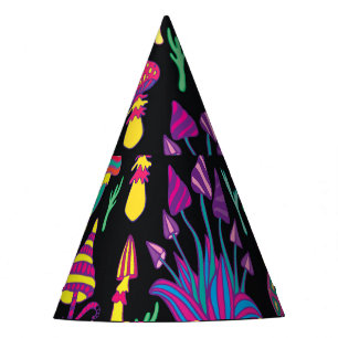 Psychedelic Mushrooms Rainbow Colours Pattern Party Hat