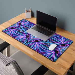 Psychedelic Neon Abstract Explosion Desk Mat