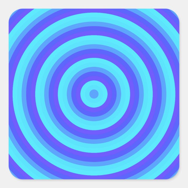 Psychedelic Neon Blue Circles Square Sticker (Front)