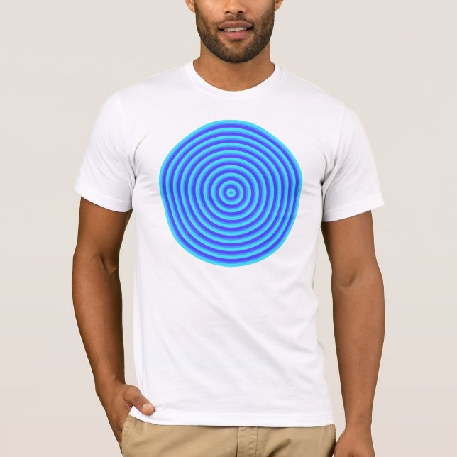 Psychedelic Neon Blue Circles T-Shirt (Front)