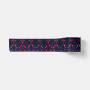 Psychedelic Neon Flower Art Nouveau Pattern Satin Ribbon