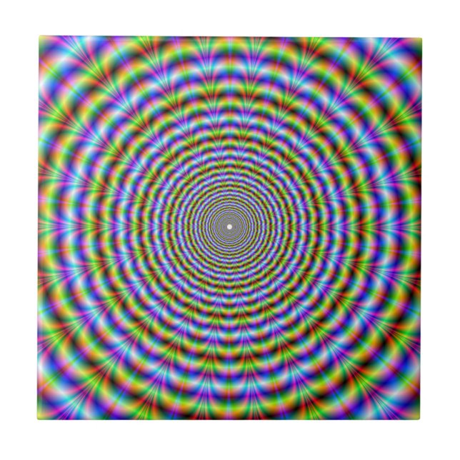 Psychedelic Neon Ripples tile (Front)