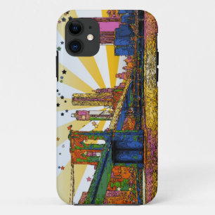 Psychedelic New York City: Brooklyn Bridge, WTC #1 iPhone 11 Case