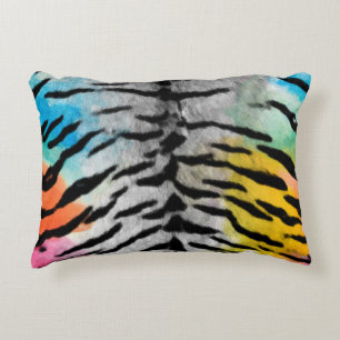 Psychedelic Night Tiger Skin Print Accent Pillow