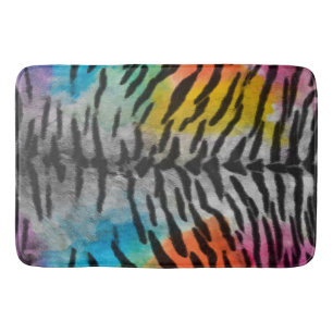 Psychedelic Night Tiger Skin Print Bath Mat