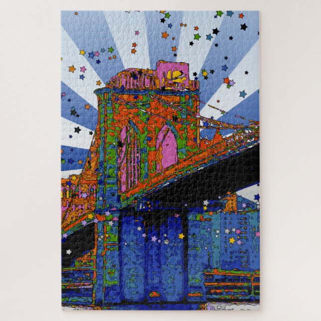 Psychedelic NYC: Brooklyn Bridge #2 Jigsaw Puzzle (Vertical)