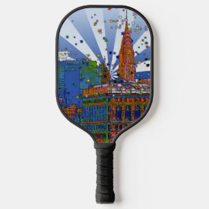 Psychedelic NYC: Chrysler, Flatiron #1 Pickleball Paddle