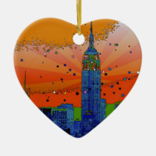 Psychedelic NYC: Emp St Bldg #3 Ceramic Ornament