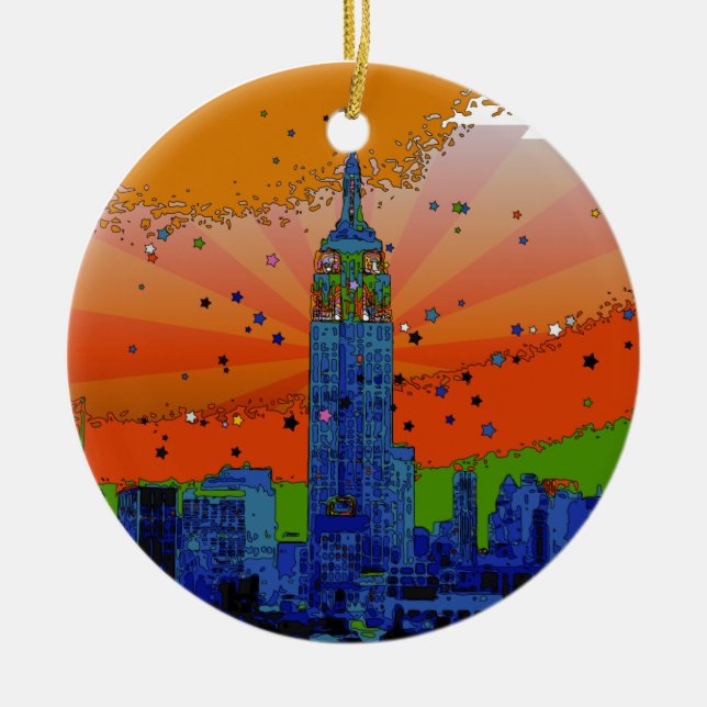 Psychedelic NYC: Emp St Bldg #3 Ceramic Ornament (Front)