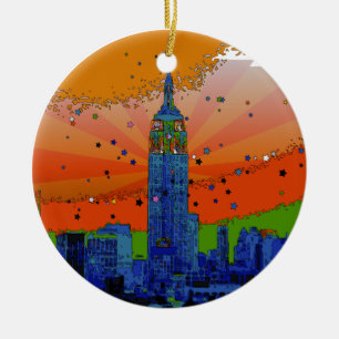 Psychedelic NYC: Empire State Building #3 Ceramic Ornament