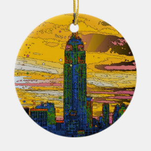 Psychedelic NYC: Empire State Building B4 Ceramic Ornament