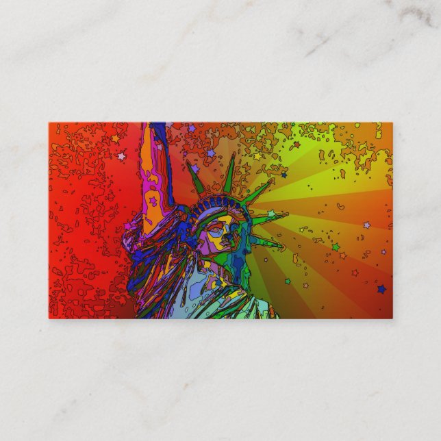 Psychedelic NYC Rainbow Colour Statue of Liberty 1 Business Card (Front)