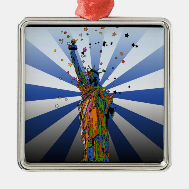 Psychedelic NYC: Statue of Liberty #2 Metal Ornament (Front)