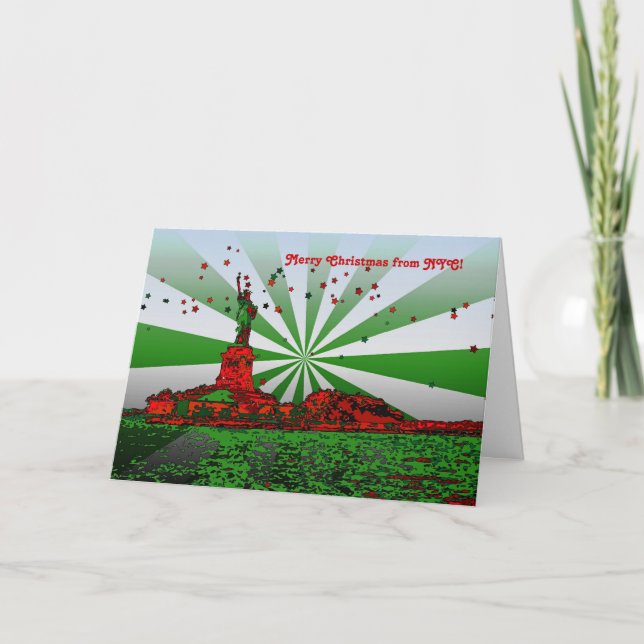 Psychedelic NYC: Statue of Liberty Christmas NF Holiday Card (Front)