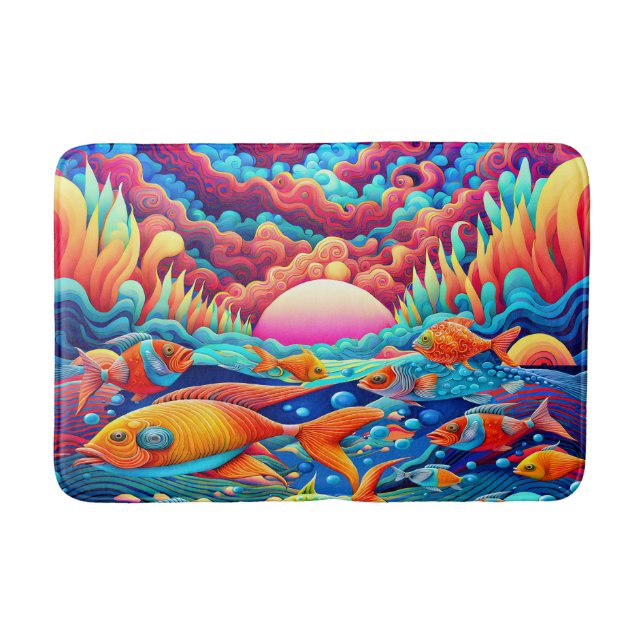 Psychedelic Ocean  Bath Mat (Front)