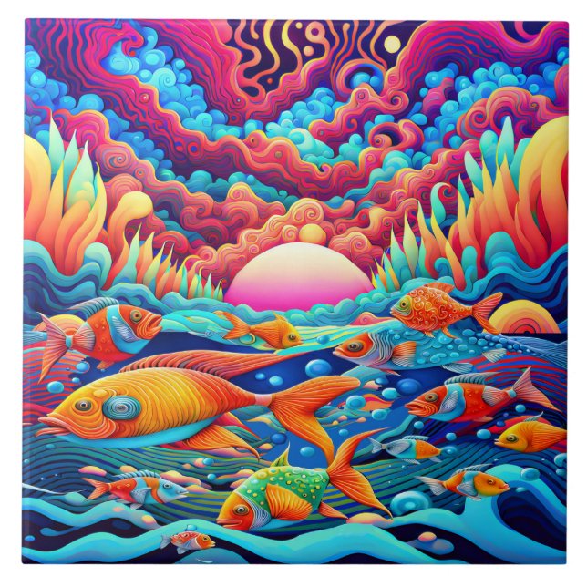 Psychedelic Ocean  Tile (Front)