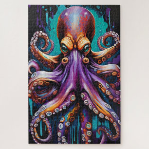 Psychedelic Octopus Puzzle – Surreal Dripping Ink
