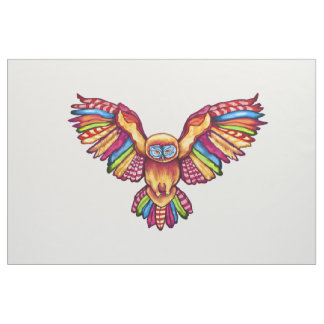 Psychedelic Owl in Flight Fabric