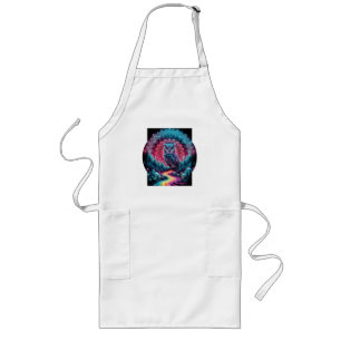 Psychedelic Owl Mandala - Trippy Forest Art Long Apron