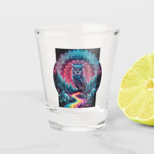 Psychedelic Owl Mandala - Trippy Forest Art Shot Glass