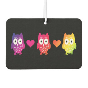 Psychedelic Owls And Hearts Air Freshener