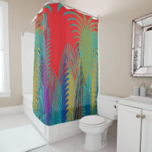 Psychedelic Palm Burst Shower Curtain 