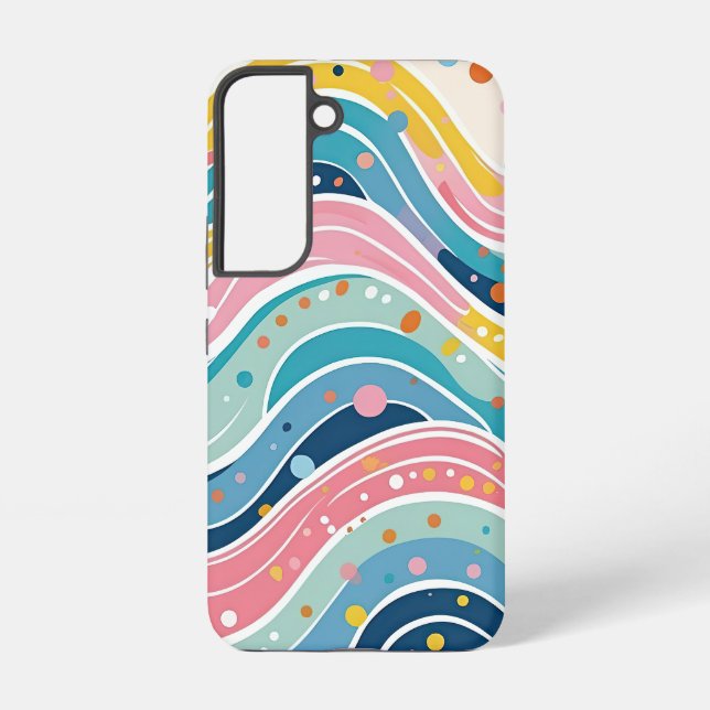 Psychedelic Pastel Rainbow Wave Samsung Galaxy S22 Case (Back)