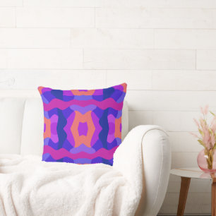 Psychedelic Patchwork Purple Pink Orange Throw Pillow