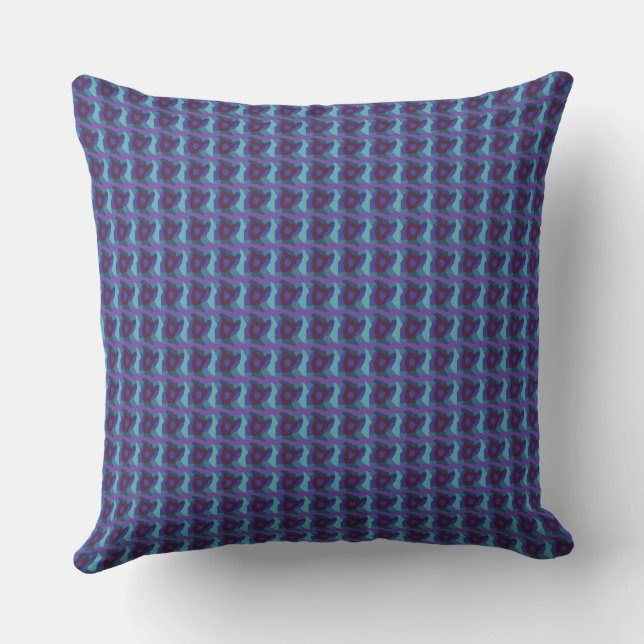 Psychedelic Patchwork Teal Purple Aubergine 3 Throw Pillow (Back)