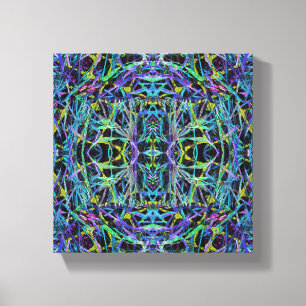 Psychedelic Pattern in Green, Purple and Black Canvas Print