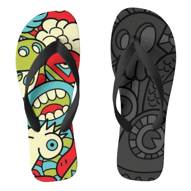Psychedelic Patterns Flip Flops (Footbed)