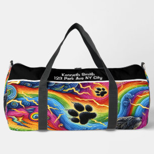 Psychedelic Paw Print Pet Adventure Monogram Duffle Bag