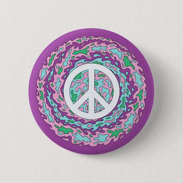 Psychedelic Peace 2 Inch Round Button (Front)