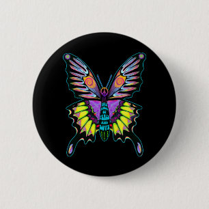 Psychedelic Peace Butterfly 2 Inch Round Button