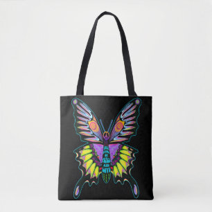 Psychedelic Peace Butterfly Tote Bag