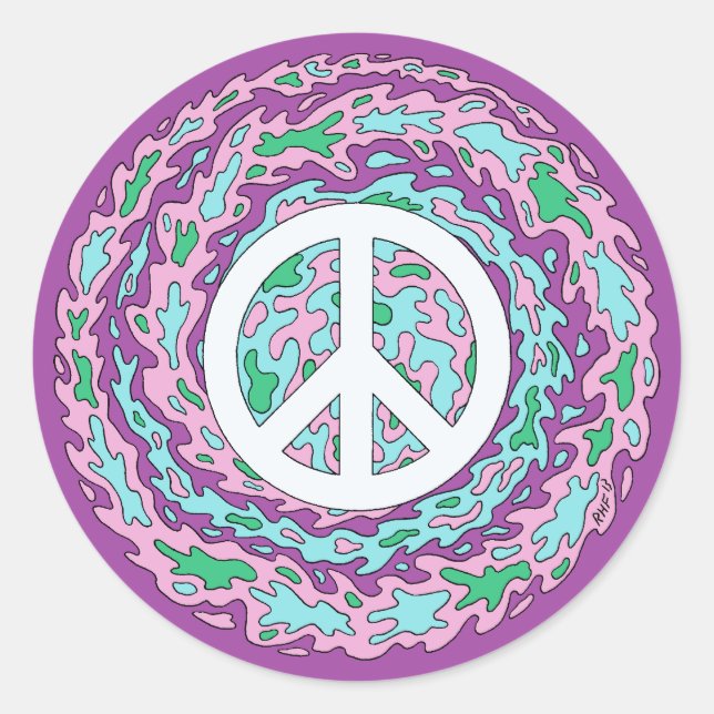 Psychedelic Peace Classic Round Sticker (Front)