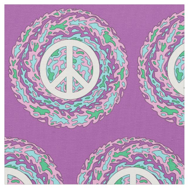 Psychedelic Peace Fabric (Close Up)