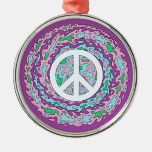 Psychedelic Peace Metal Ornament