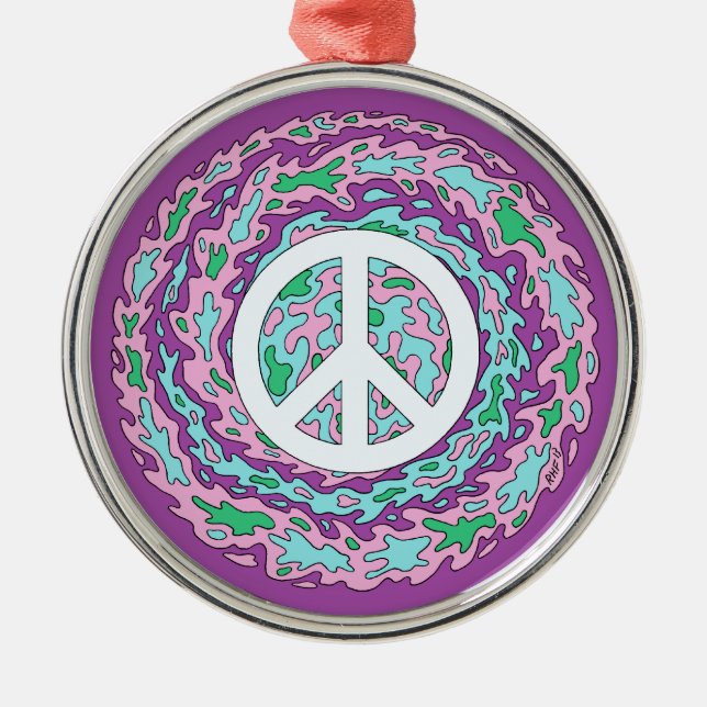 Psychedelic Peace Metal Ornament (Front)