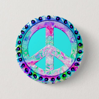 Psychedelic Peace Sign Abstract 2 Inch Round Button